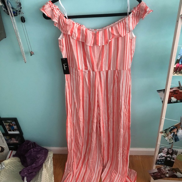 NWT Lulu’s Orange and White Jumpsuit - Picture 6 of 11